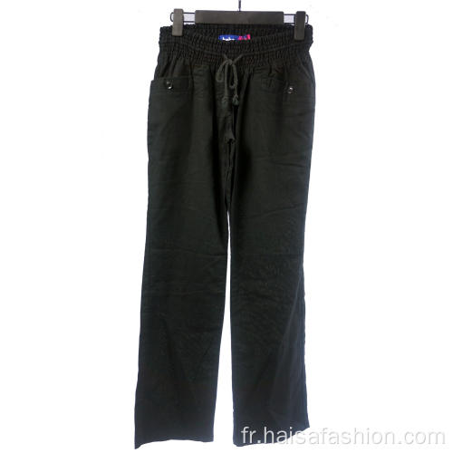 Pantalon ample noir pour femme avec poche